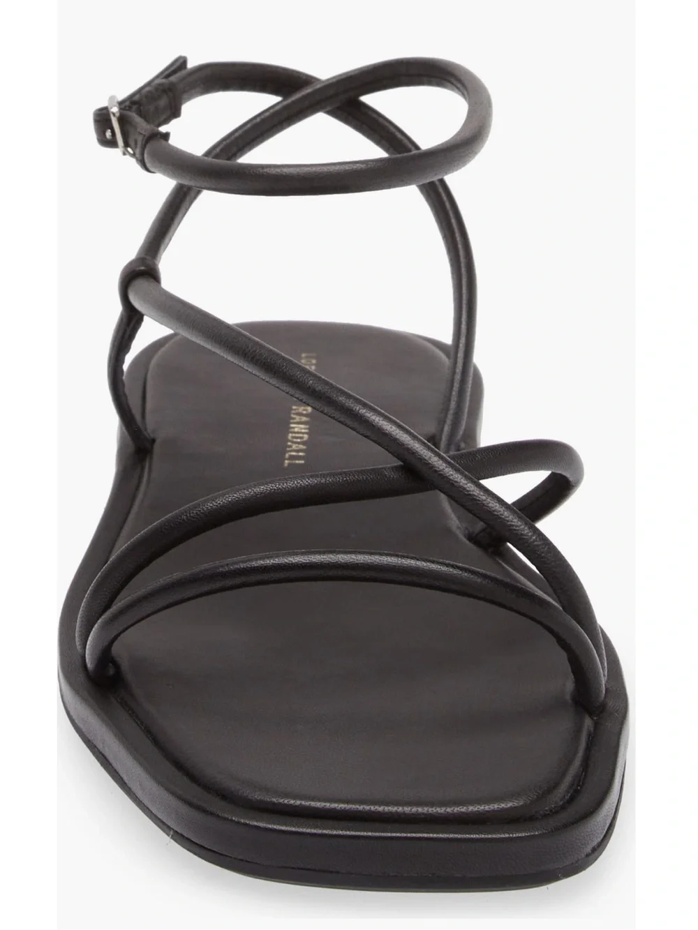 Loeffler Randall Noor Black Leather Ankle Strap Sandals New!